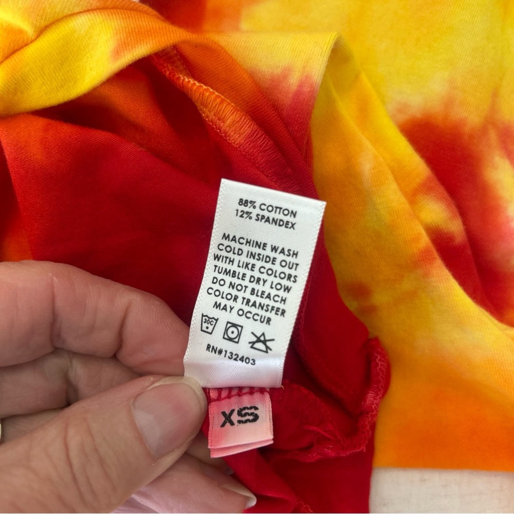 Cotton Citizen Brisbane Tie Dye Thong Bodysuit Red Yellow Mock neck XS NEW - Picture 6 of 6